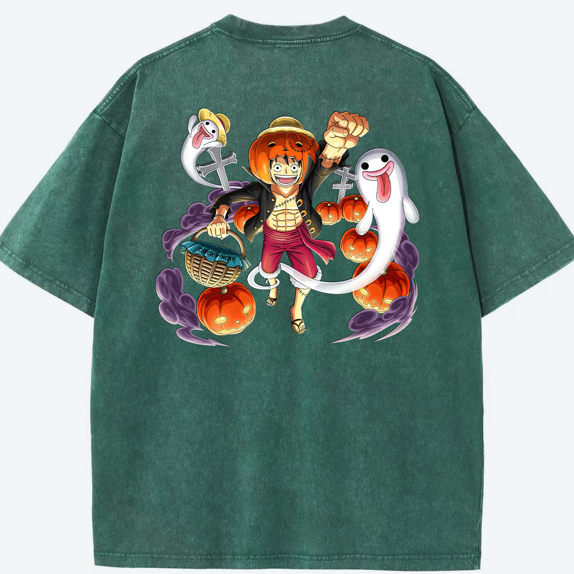 ワンピース モンキー・D・ルフィ ONE PIECE Monkey D. Luffy 綿100% ヴィンテージ風 半袖Tシャツ（背面プリント）